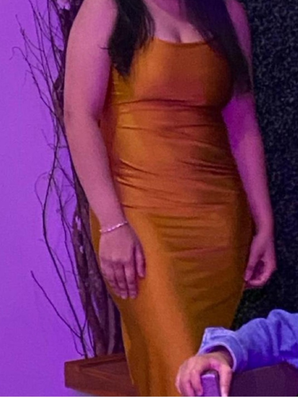 Mustard Satin Maxi Dress with Slim Silhouette